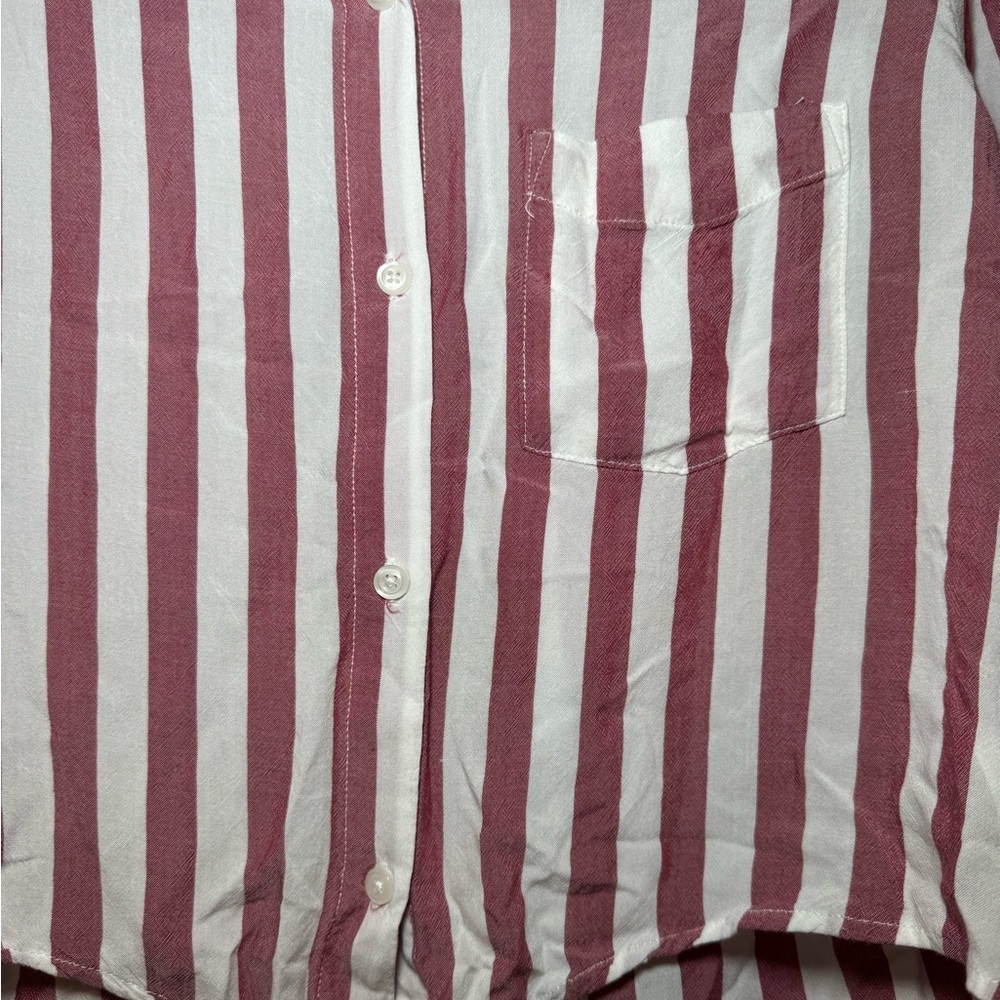 Rails Maroon White Striped Tie-Front Button Down Shirt Size S - Picture 5 of 6